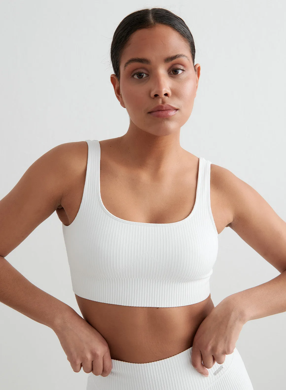White Ribbed Seamless Bra sold by Aimn product image thumbnail 3