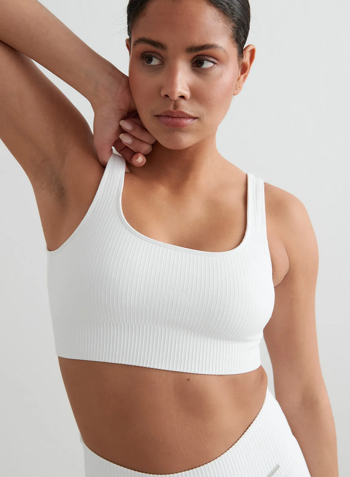 White Ribbed Seamless Bra sold by Aimn