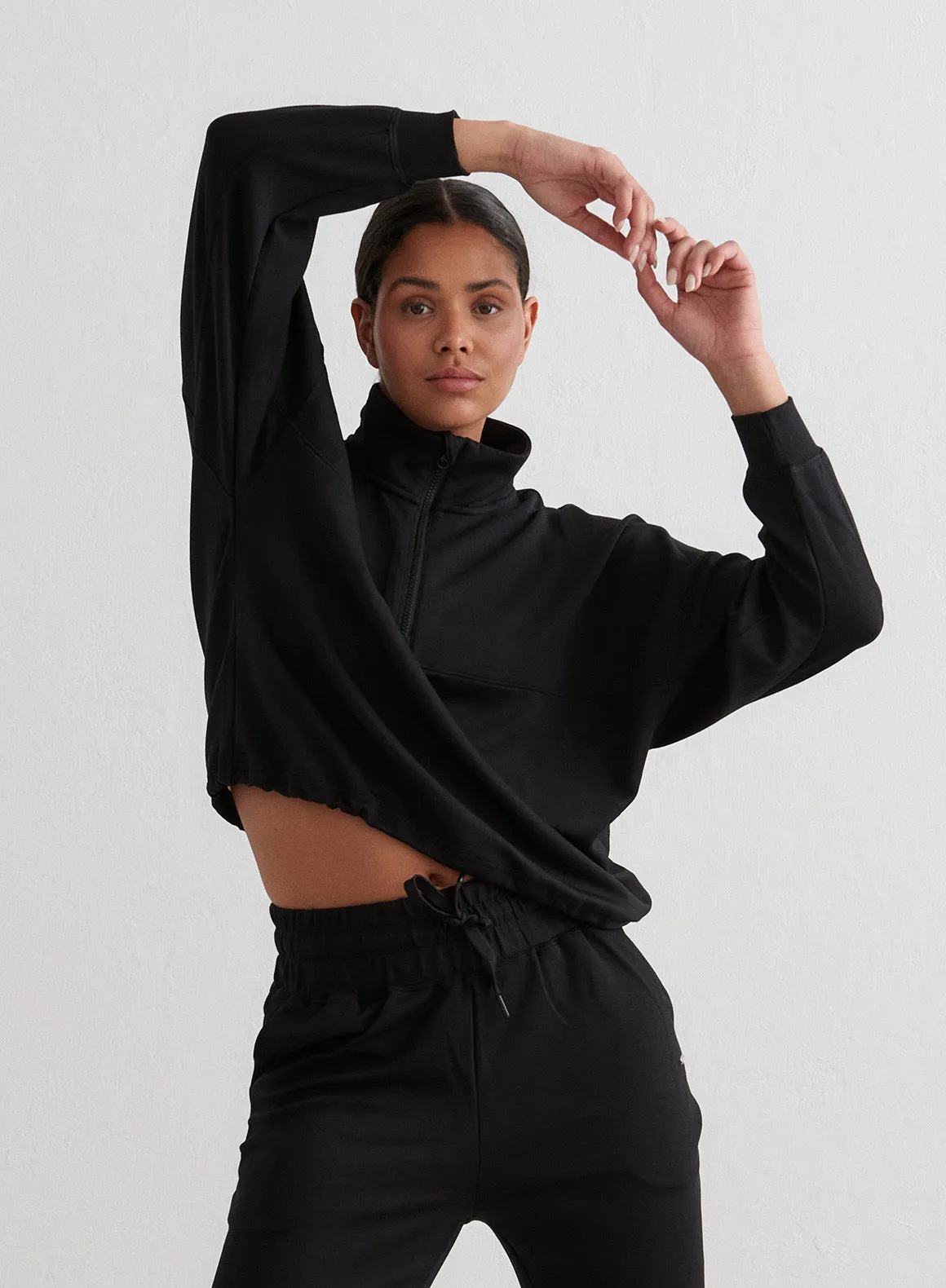 Black Comfy Modal Half Zip sold by Aimn product image thumbnail 2