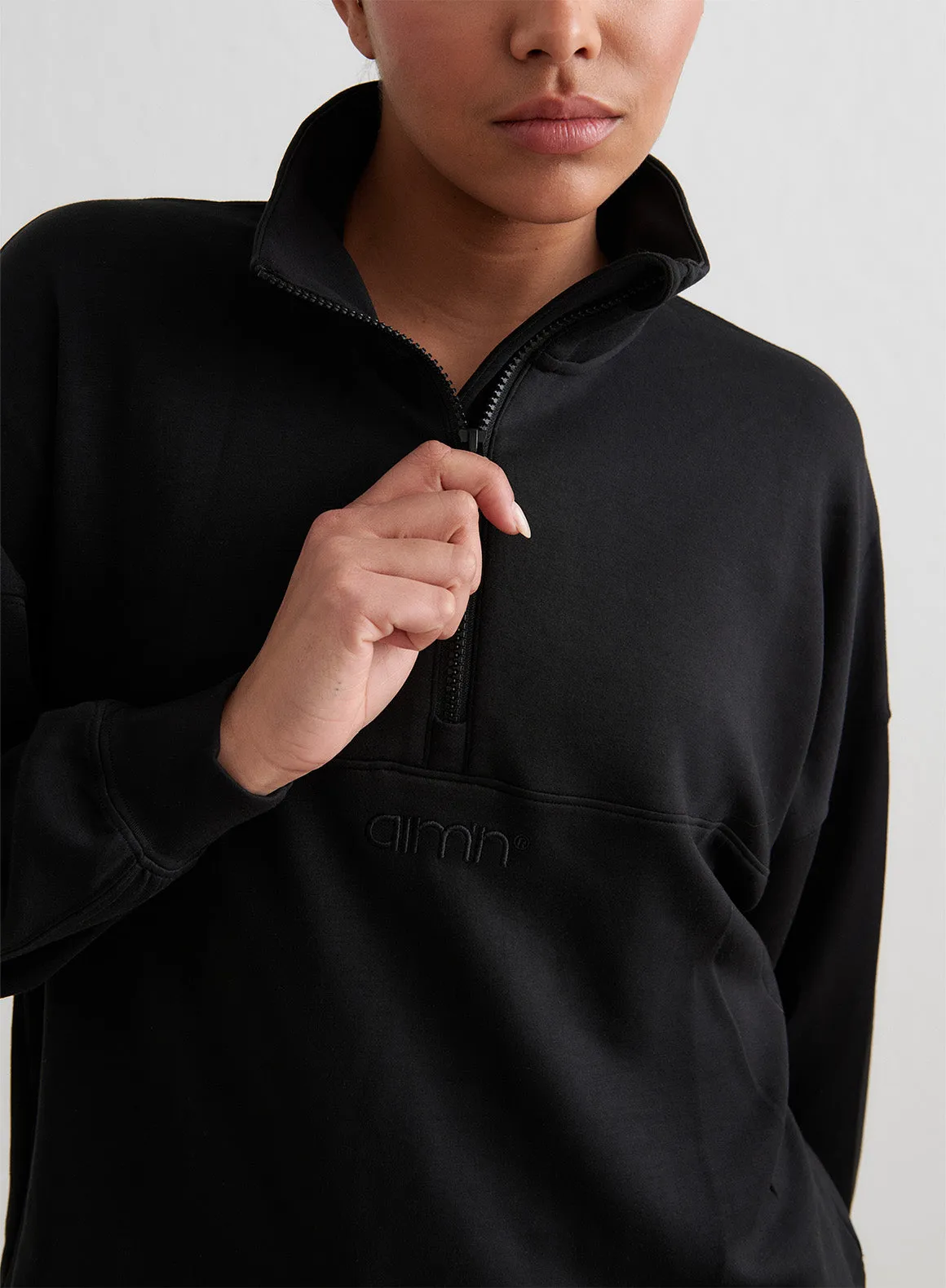 Black Comfy Modal Half Zip sold by Aimn product image thumbnail 4