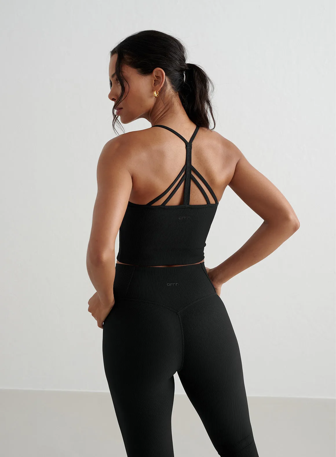 Black Ribbed Performance Bralette sold by Aimn product image thumbnail 3