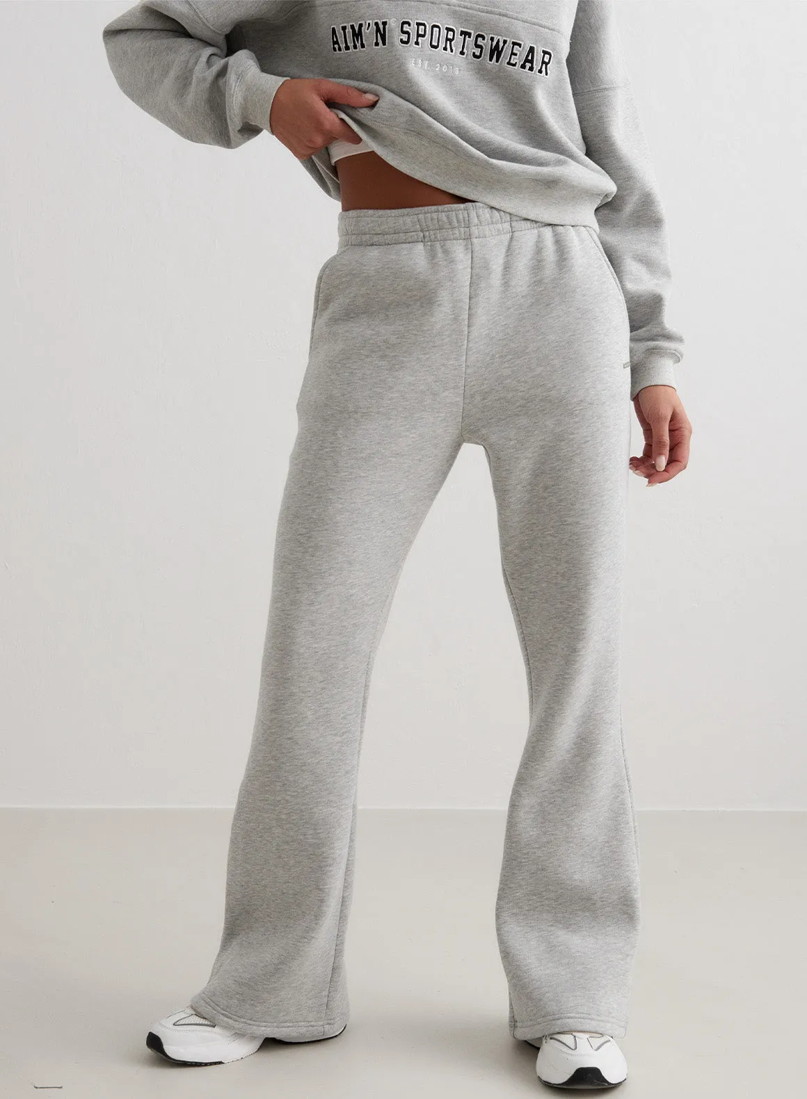 Grey Melange Flare Sweatpants sold by Aimn