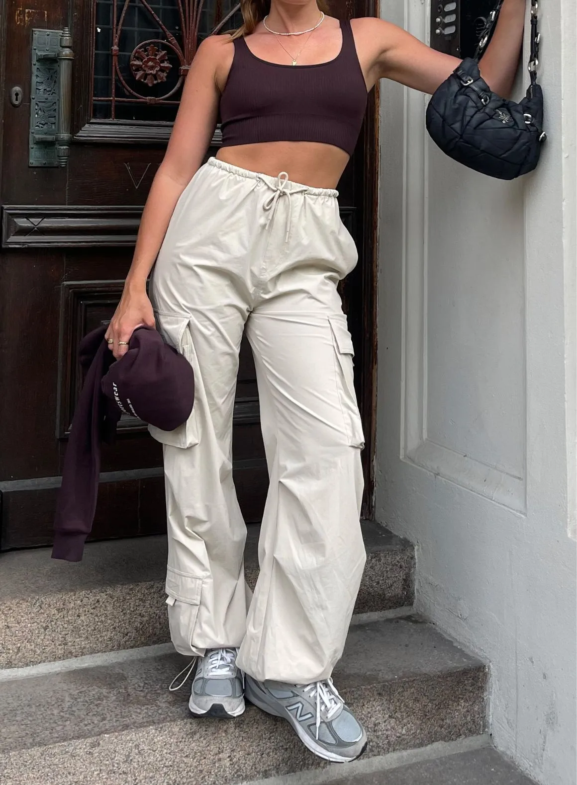 Café Au Lait Windbreaker Parachute Pants sold by Aimn product image thumbnail 2