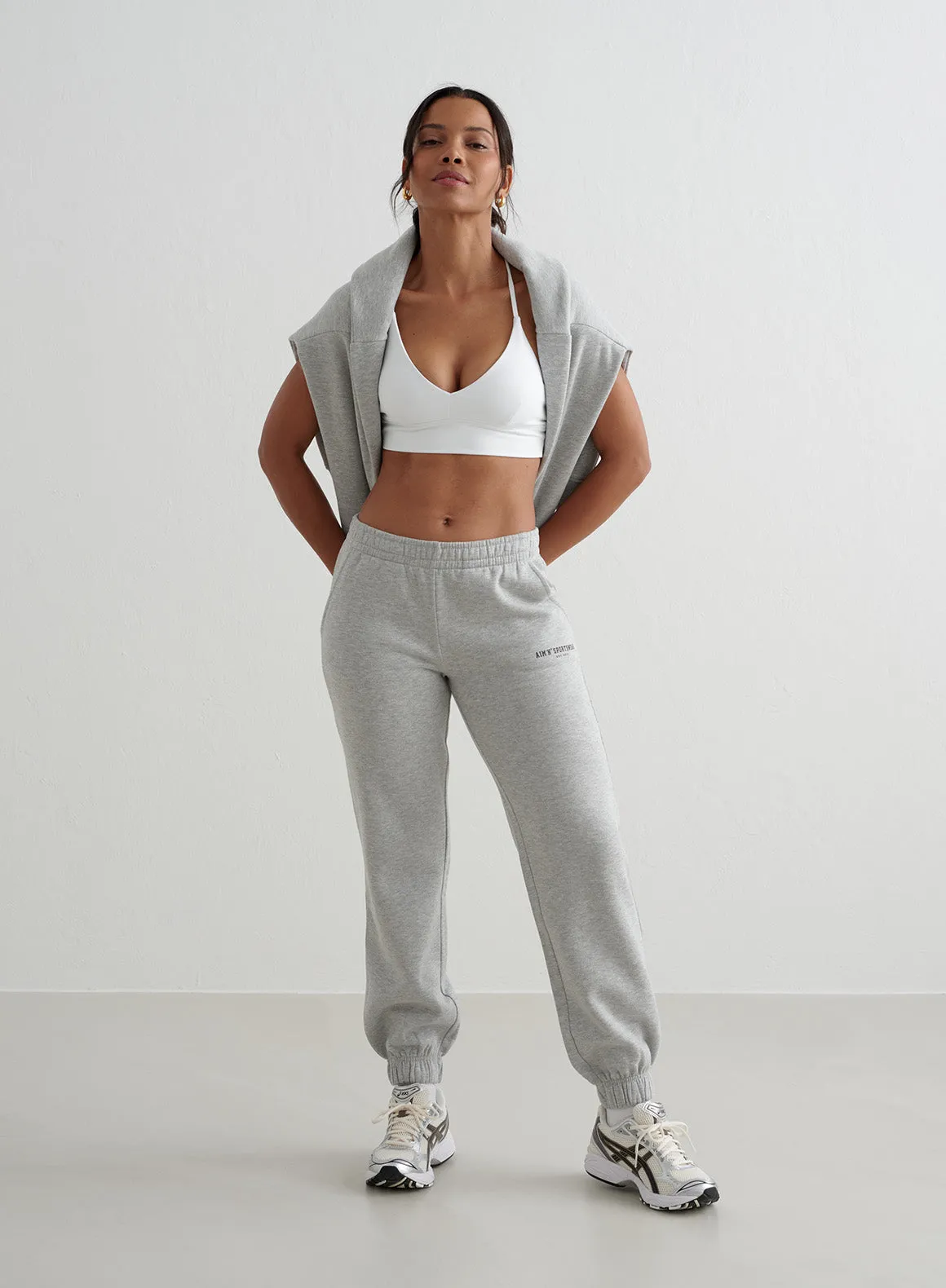 Grey Melange Varsity Classic Sweatpants sold by Aimn product image thumbnail 2