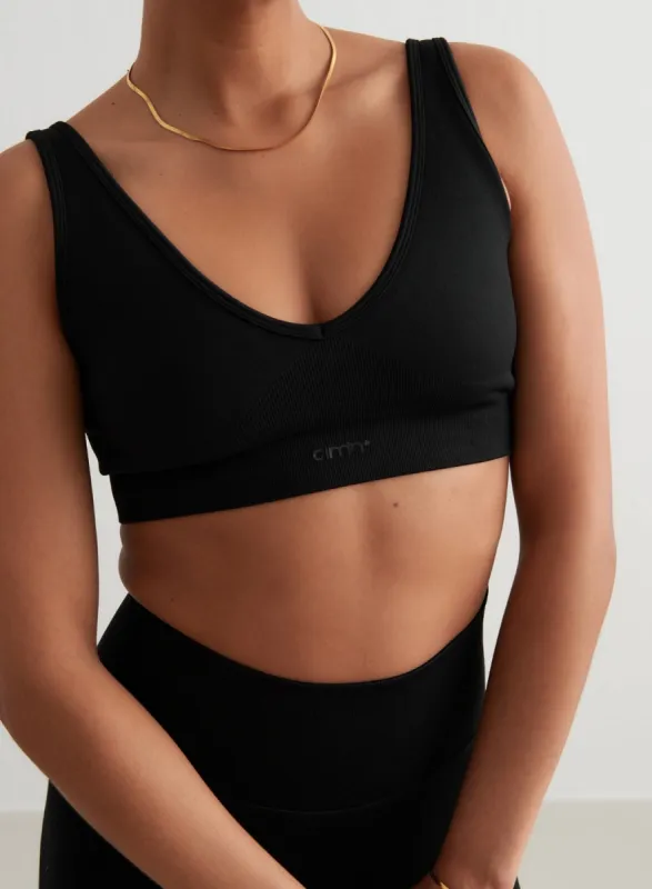 Black Shape Seamless Deep Cut Bra sold by Aimn