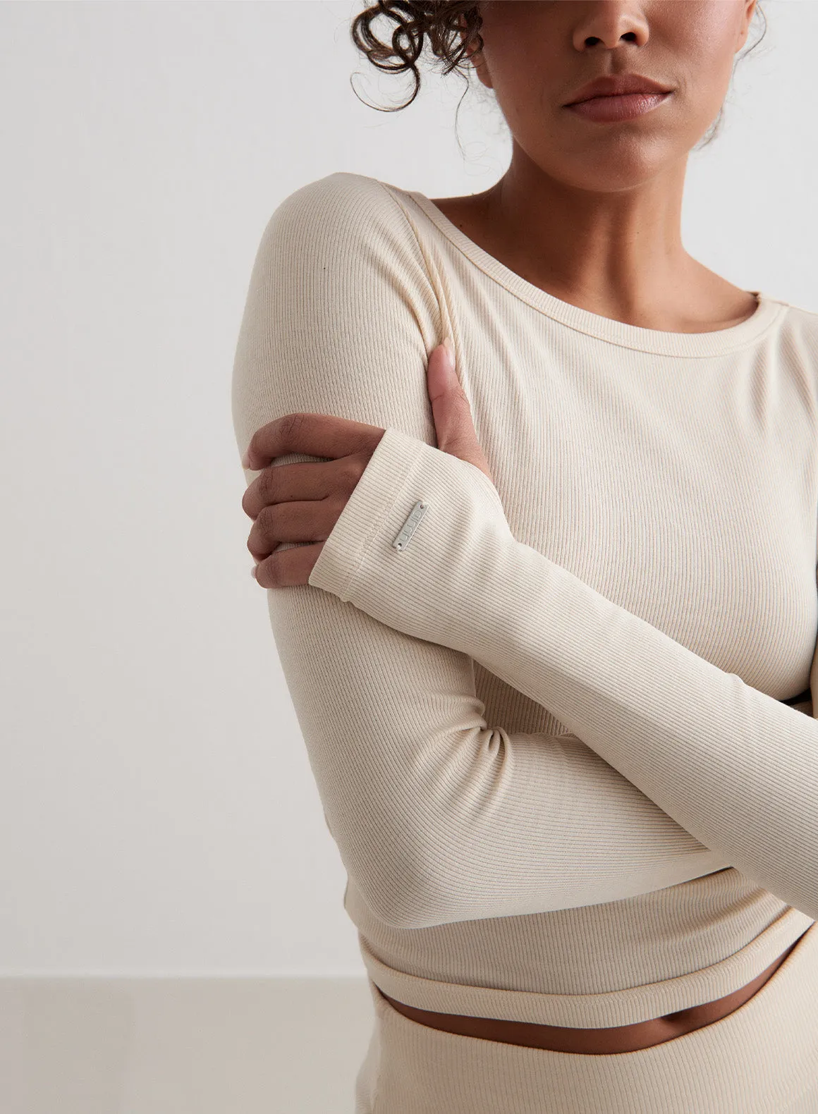 Cafè Au Lait Ease Ribbed Long Sleeve Top sold by Aimn product image thumbnail 4