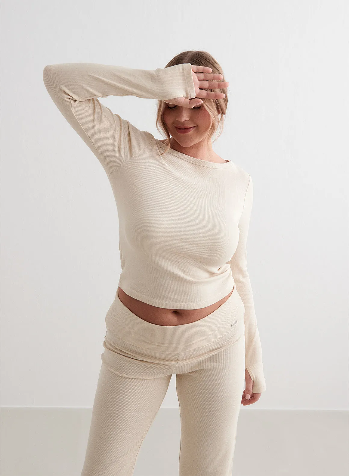 Cafè Au Lait Ease Ribbed Long Sleeve Top sold by Aimn product image thumbnail 3