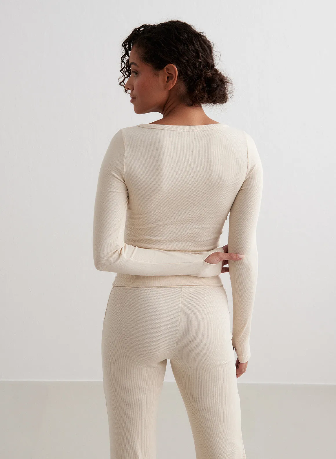 Cafè Au Lait Ease Ribbed Long Sleeve Top sold by Aimn product image thumbnail 5