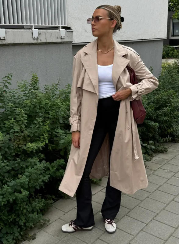 Beige Recycled Tech Trench Coat sold by Aimn