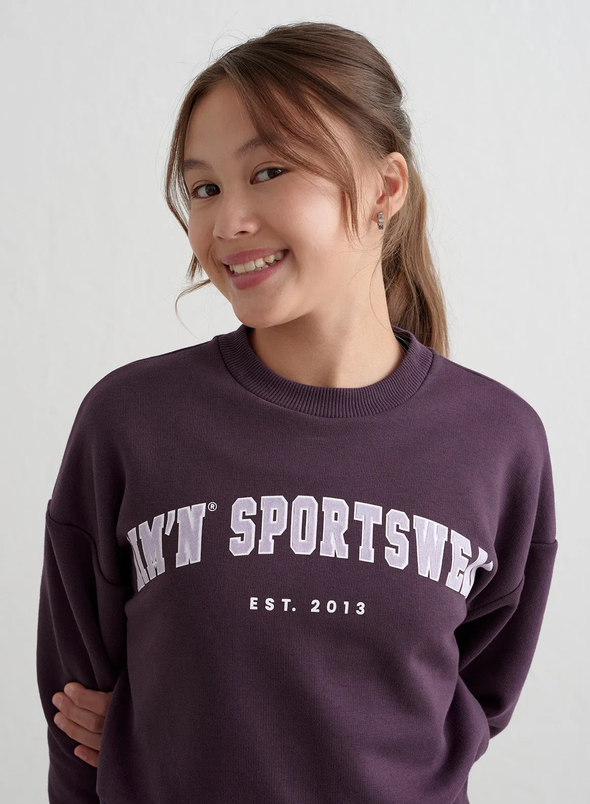 Midnight Plum Young Varsity Sweatshirt sold by Aimn product image thumbnail 4