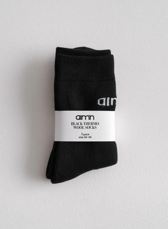 Black Thermo Wool Sock sold by Aimn