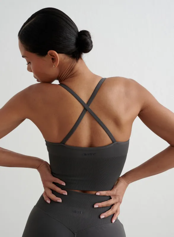 Shadow Grey Shape Seamless Cross Back Bralette sold by Aimn