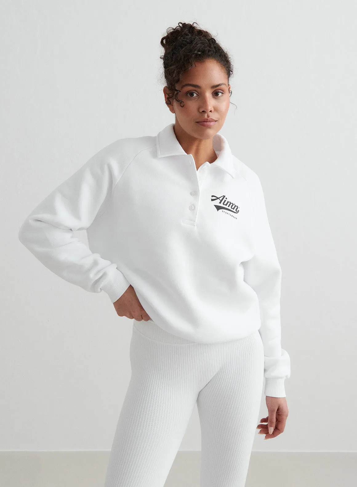 White Pitch Polo Sweatshirt sold by Aimn product image thumbnail 2