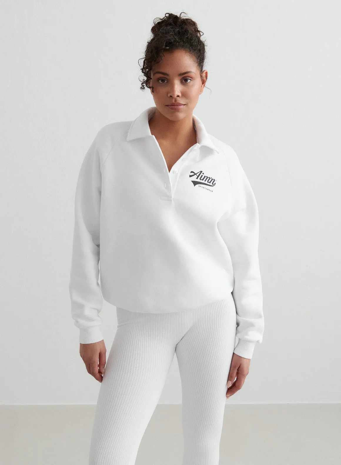 White Pitch Polo Sweatshirt sold by Aimn product image thumbnail 5