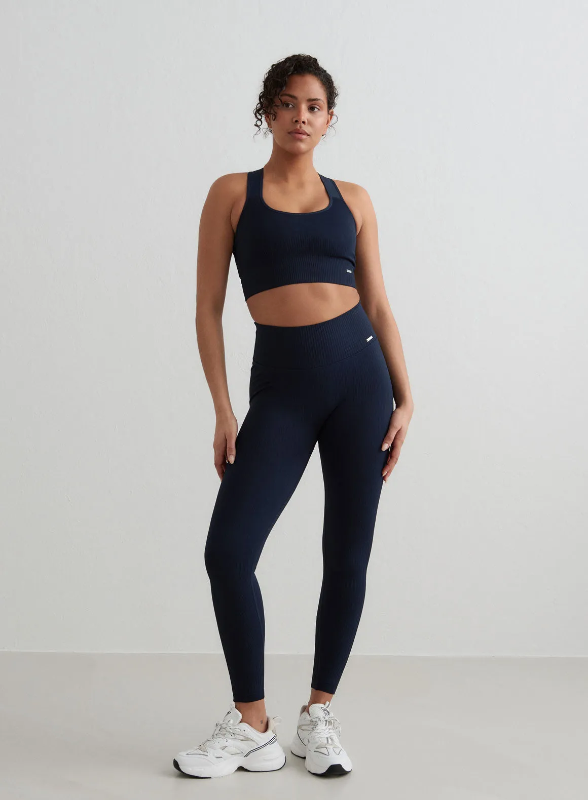 Navy High Support Ribbed Bra sold by Aimn product image thumbnail 3