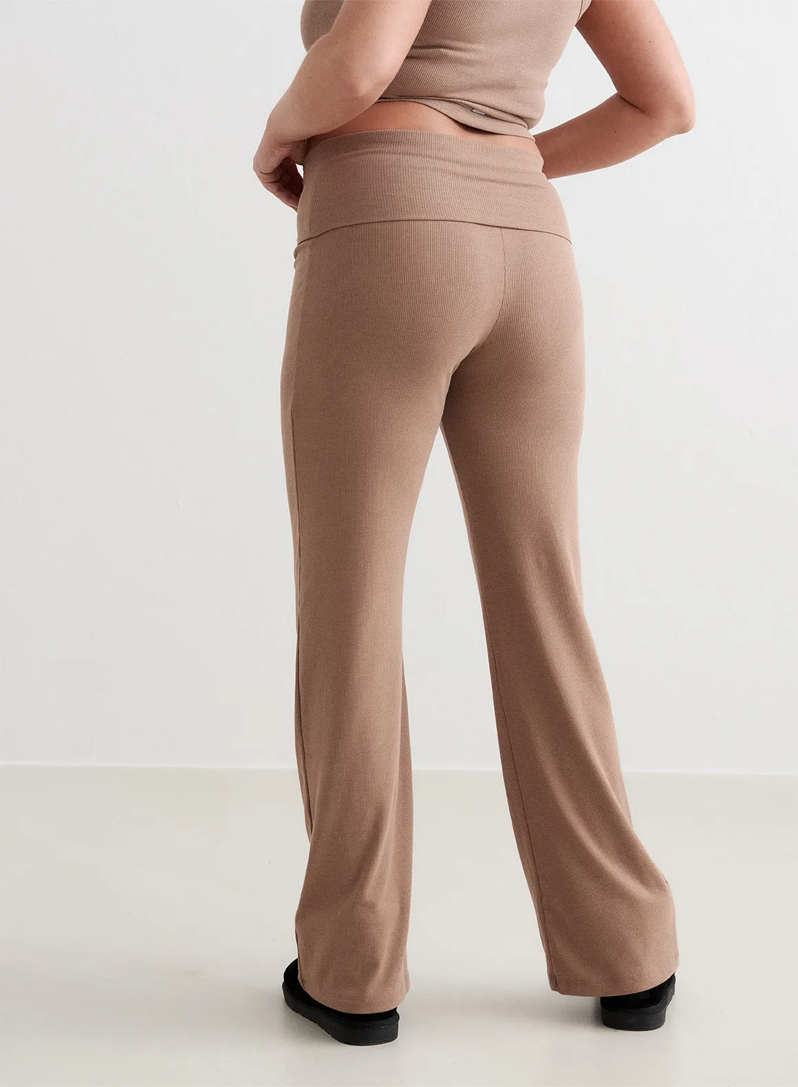 Toffee Melange Ease Ribbed Pants sold by Aimn product image thumbnail 5