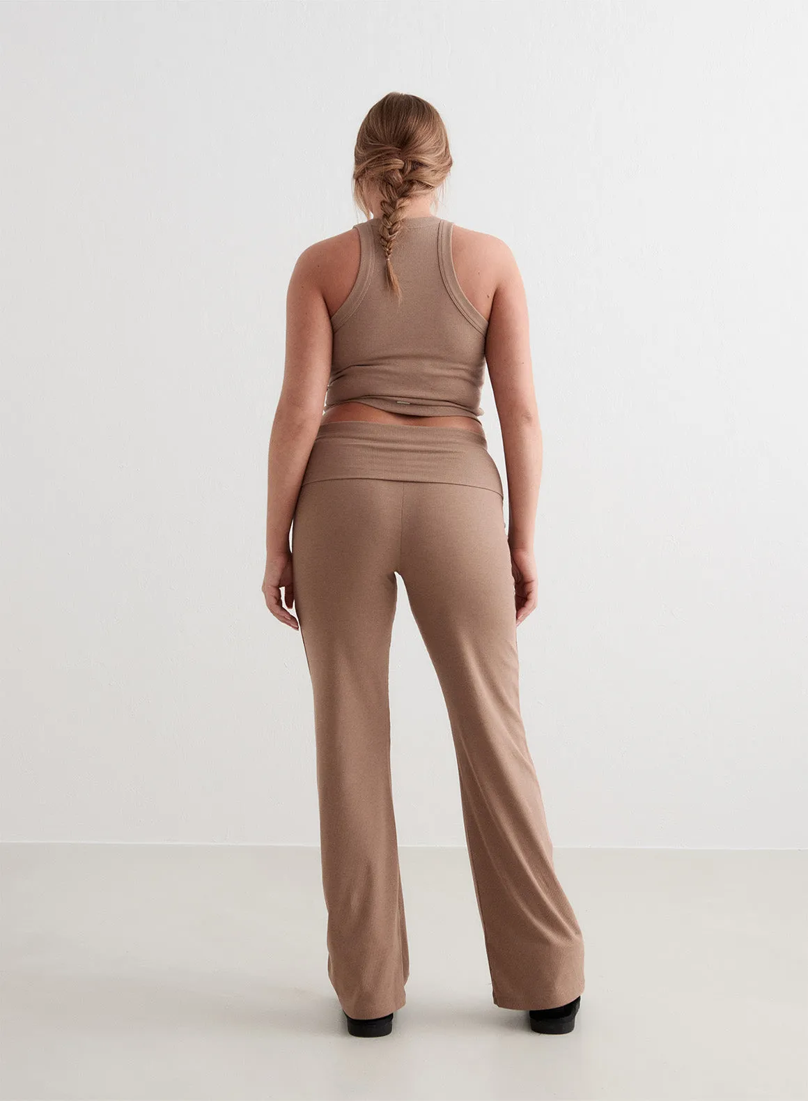 Toffee Melange Ease Ribbed Pants sold by Aimn product image thumbnail 4