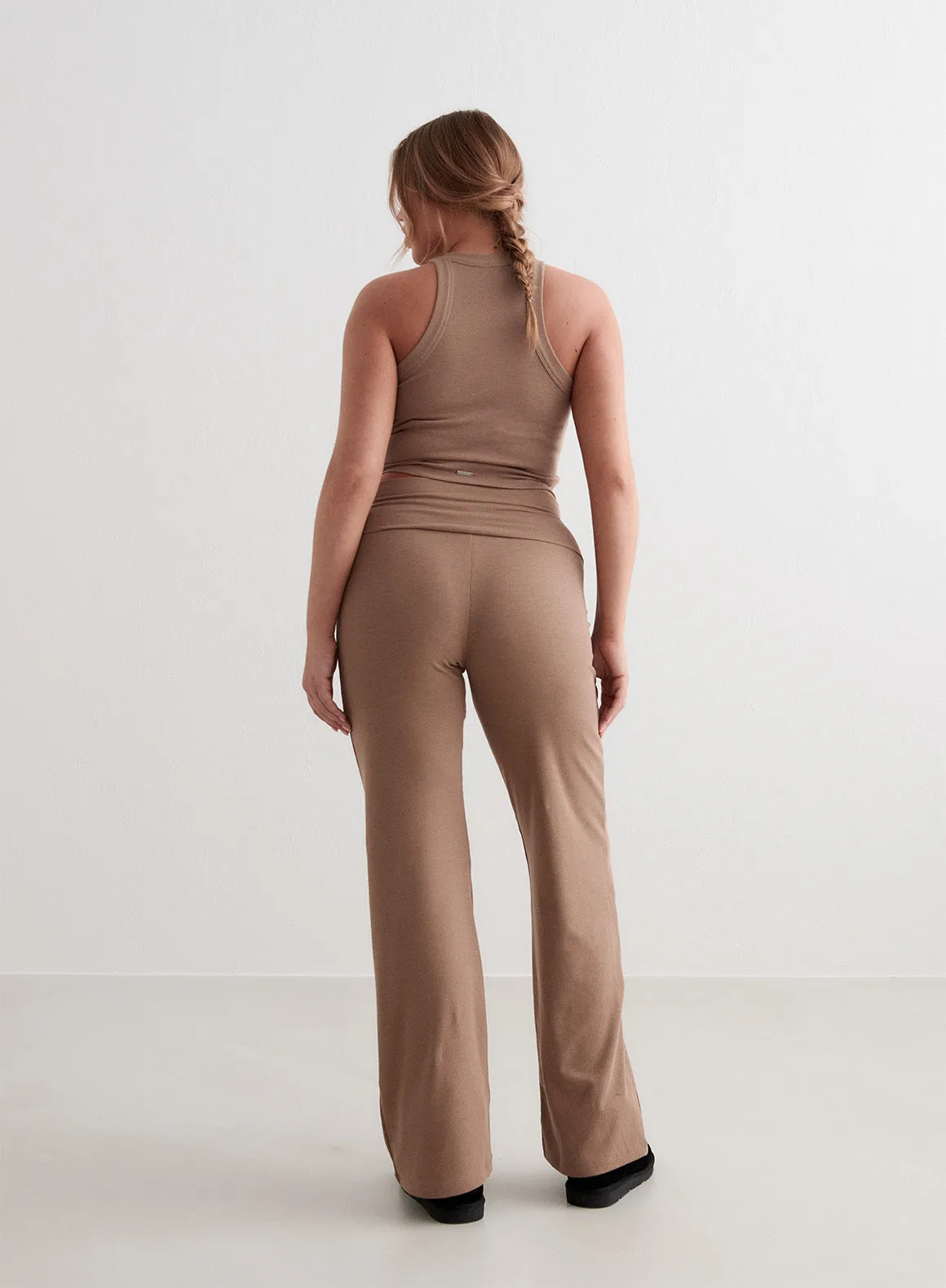 Toffee Melange Ease Ribbed Pants sold by Aimn product image thumbnail 2