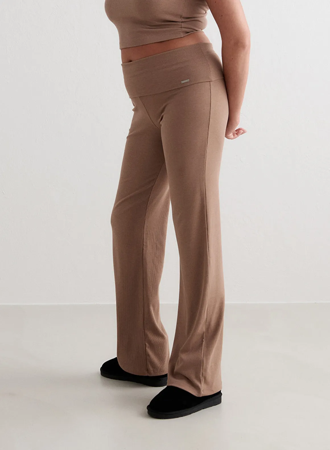 Toffee Melange Ease Ribbed Pants sold by Aimn