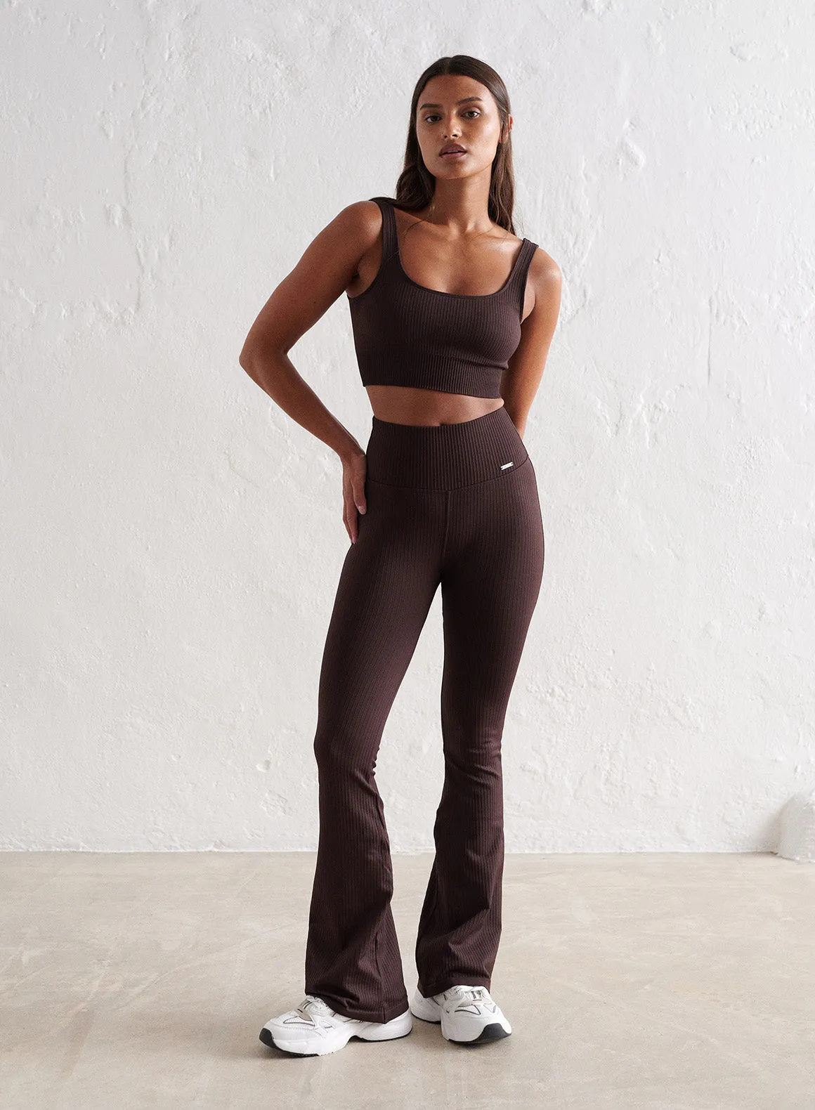 Cacao Ribbed Seamless Flare Petite Tights sold by Aimn product image thumbnail 4