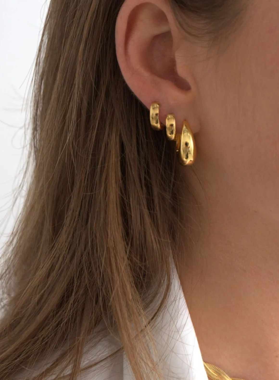 Gold Waterproof Hoop Earrings sold by Aimn product image thumbnail 5