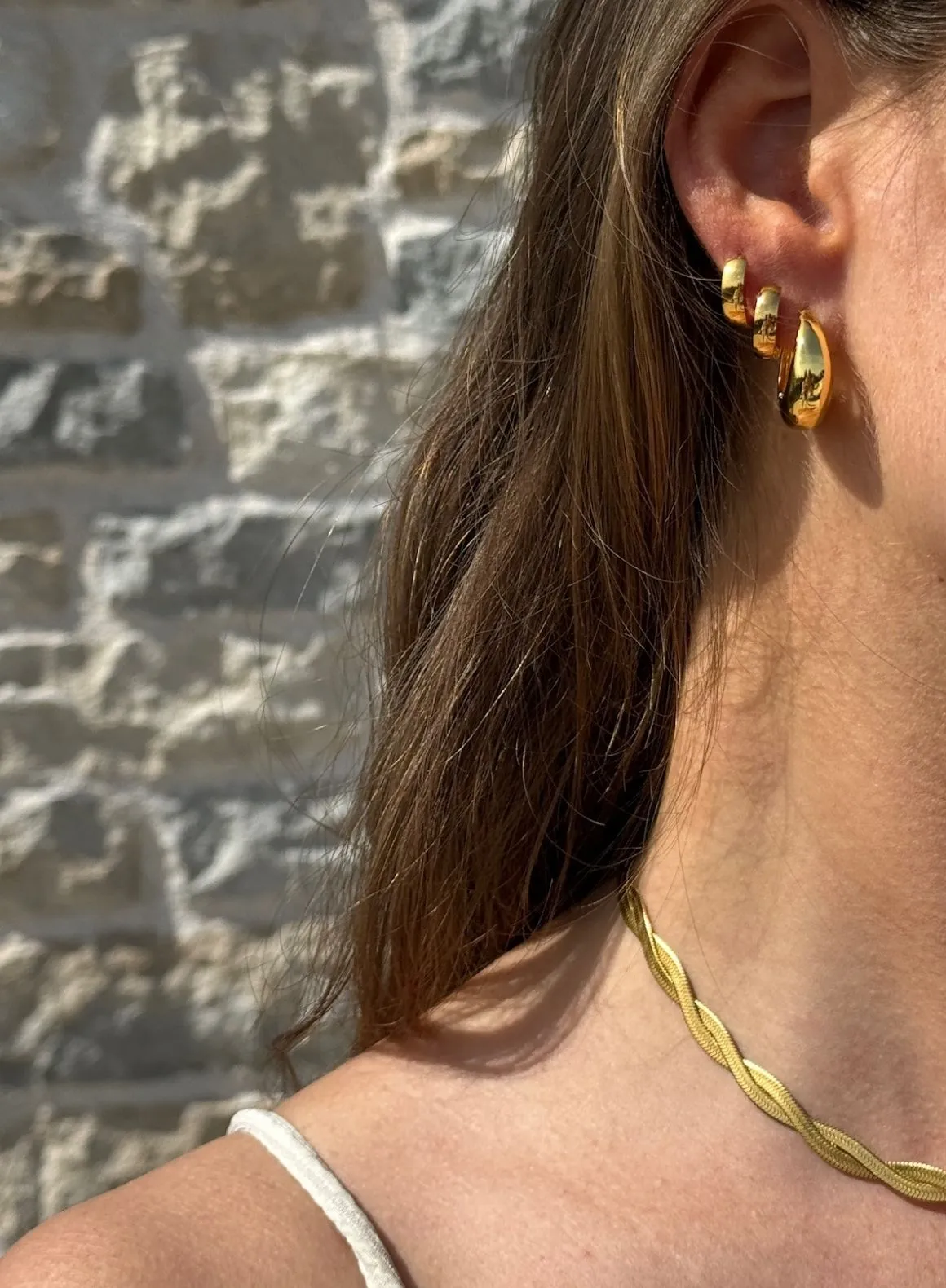 Gold Waterproof Hoop Earrings sold by Aimn product image thumbnail 3