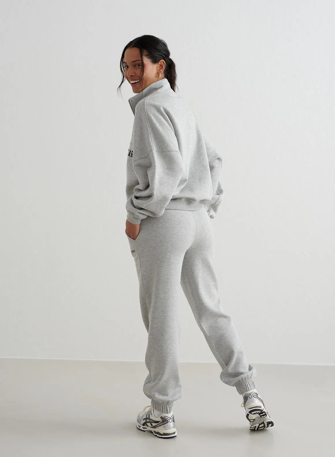 Grey Melange Varsity Sweat Half Zip sold by Aimn product image thumbnail 5