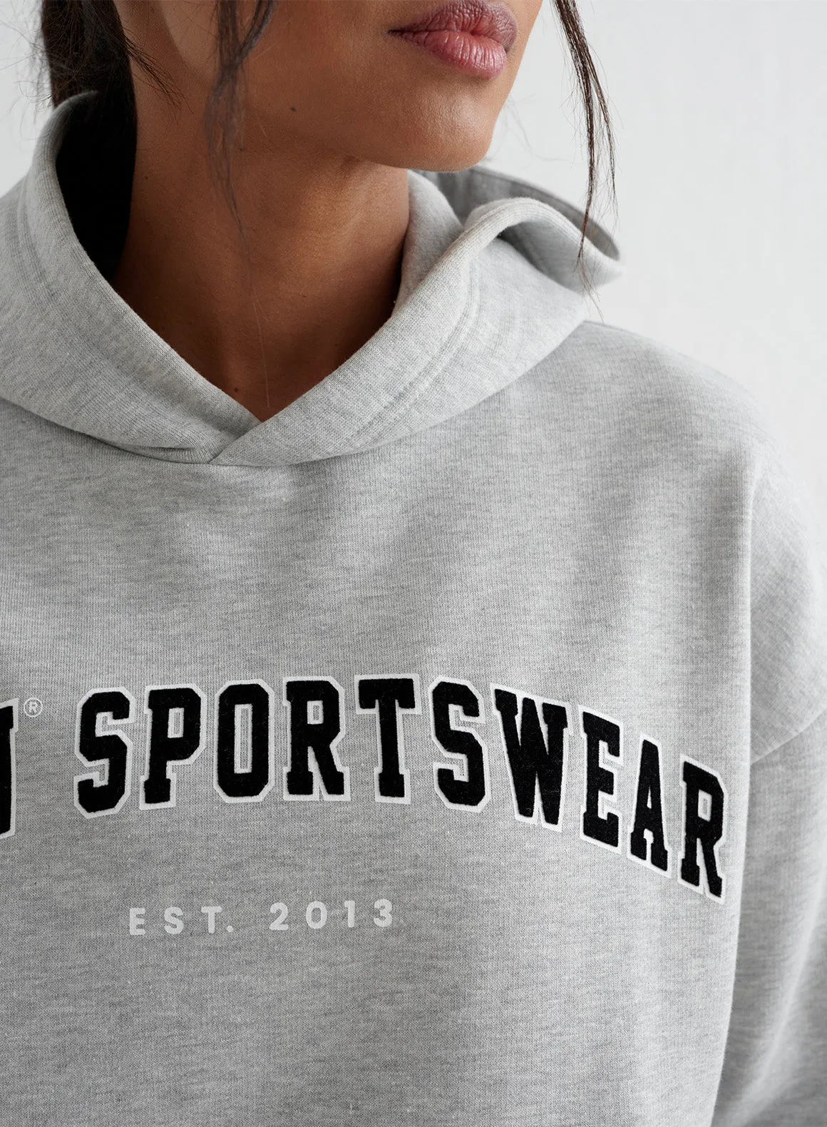 Grey Melange Varsity Sweat Hood sold by Aimn product image thumbnail 2