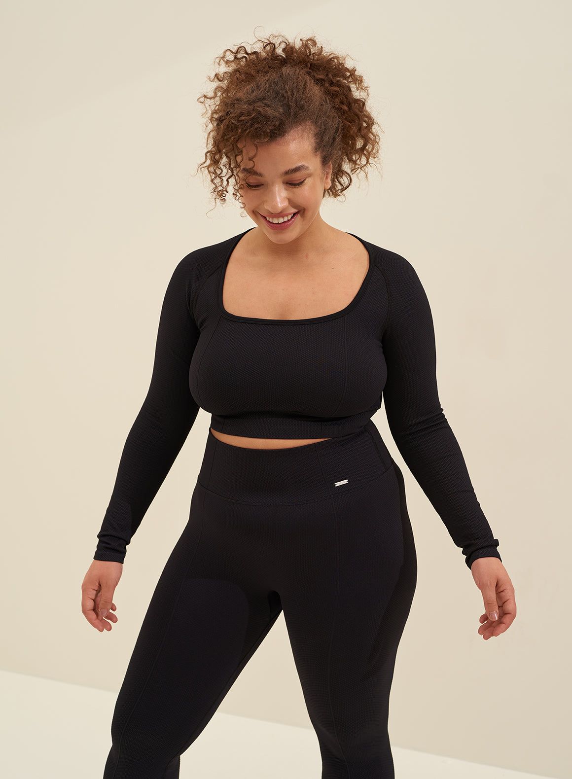 Black Luxe Seamless Crop Long Sleeve sold by Aimn