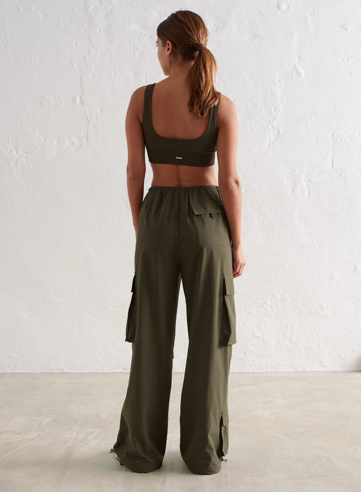 Khaki Windbreaker Parachute Pants sold by Aimn product image thumbnail 4