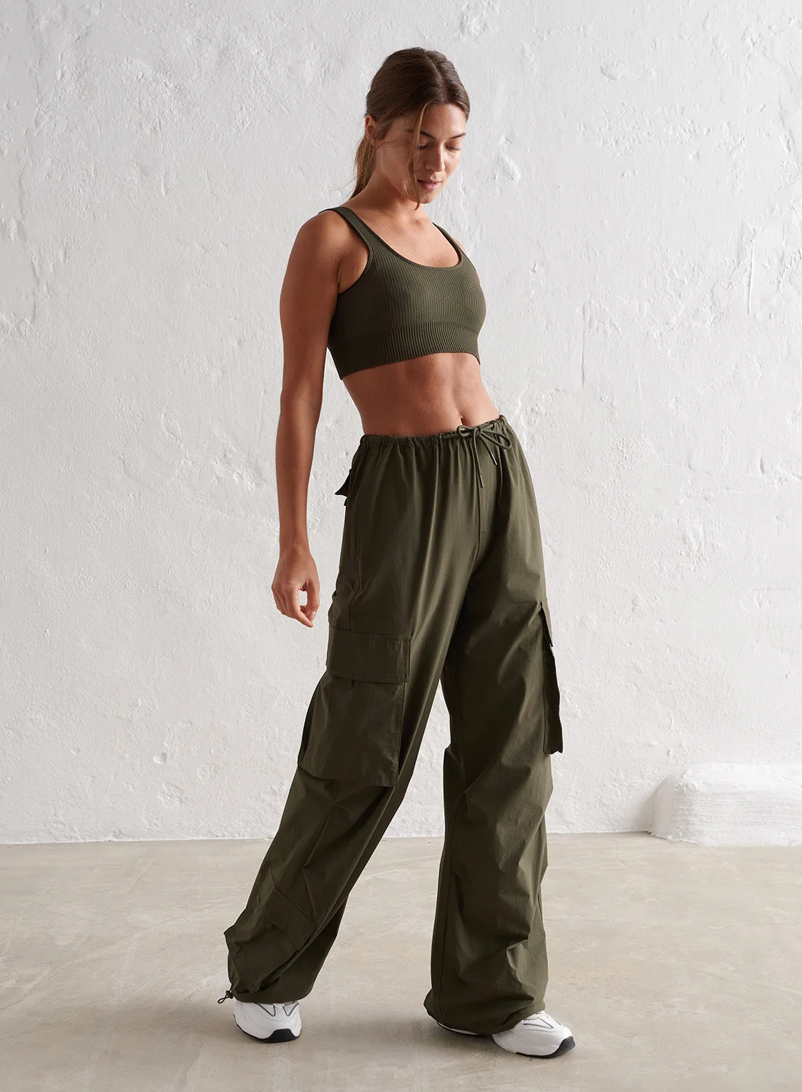 Khaki Windbreaker Parachute Pants sold by Aimn product image thumbnail 3