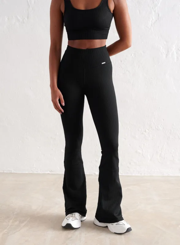 Black Ribbed Seamless Flare Petite Tights sold by Aimn