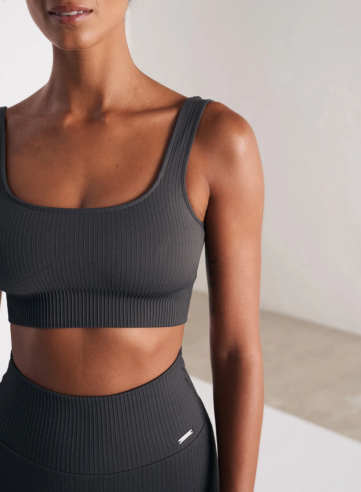 Shadow Grey Ribbed Seamless Bra sold by Aimn product image thumbnail 4