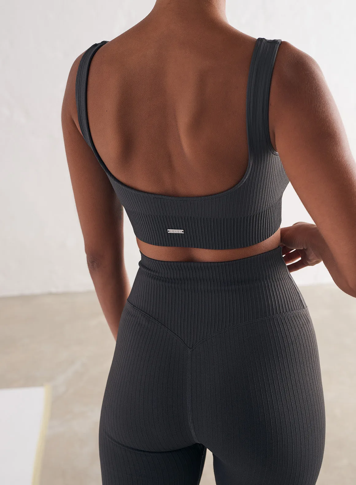 Shadow Grey Ribbed Seamless Bra sold by Aimn product image thumbnail 3