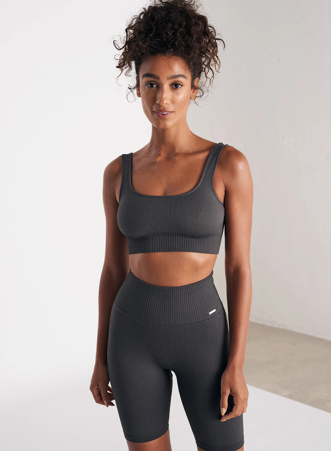 Shadow Grey Ribbed Seamless Bra sold by Aimn product image thumbnail 2