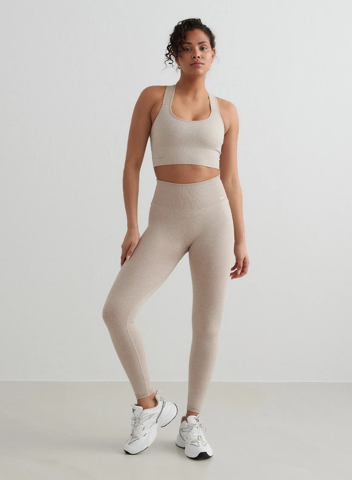 Beige High Support Ribbed Bra sold by Aimn product image thumbnail 4