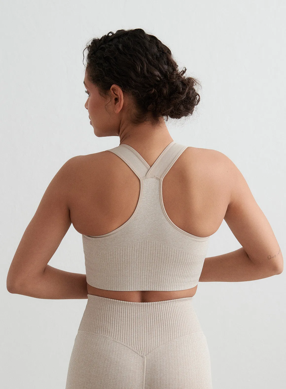 Beige High Support Ribbed Bra sold by Aimn product image thumbnail 3