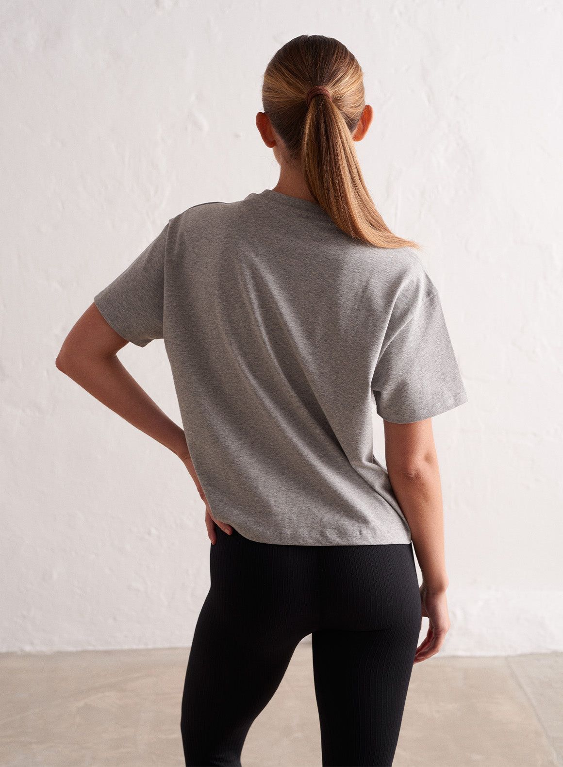 Grey Melange College Boxy T-shirt sold by Aimn product image thumbnail 5