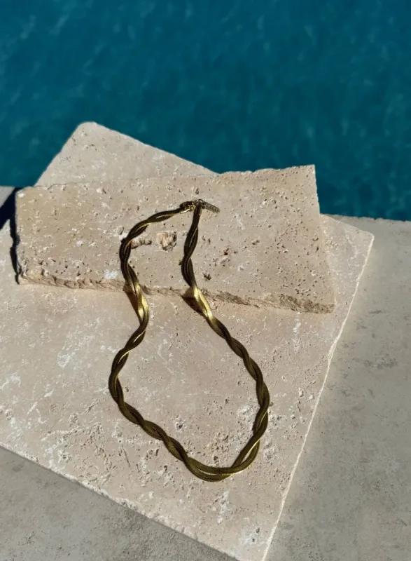 Gold Waterproof Braid Necklace sold by Aimn