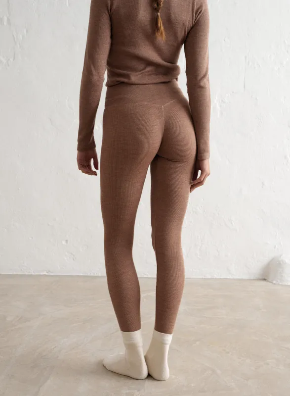 Toffee Melange Ribbed Wool Leggings sold by Aimn