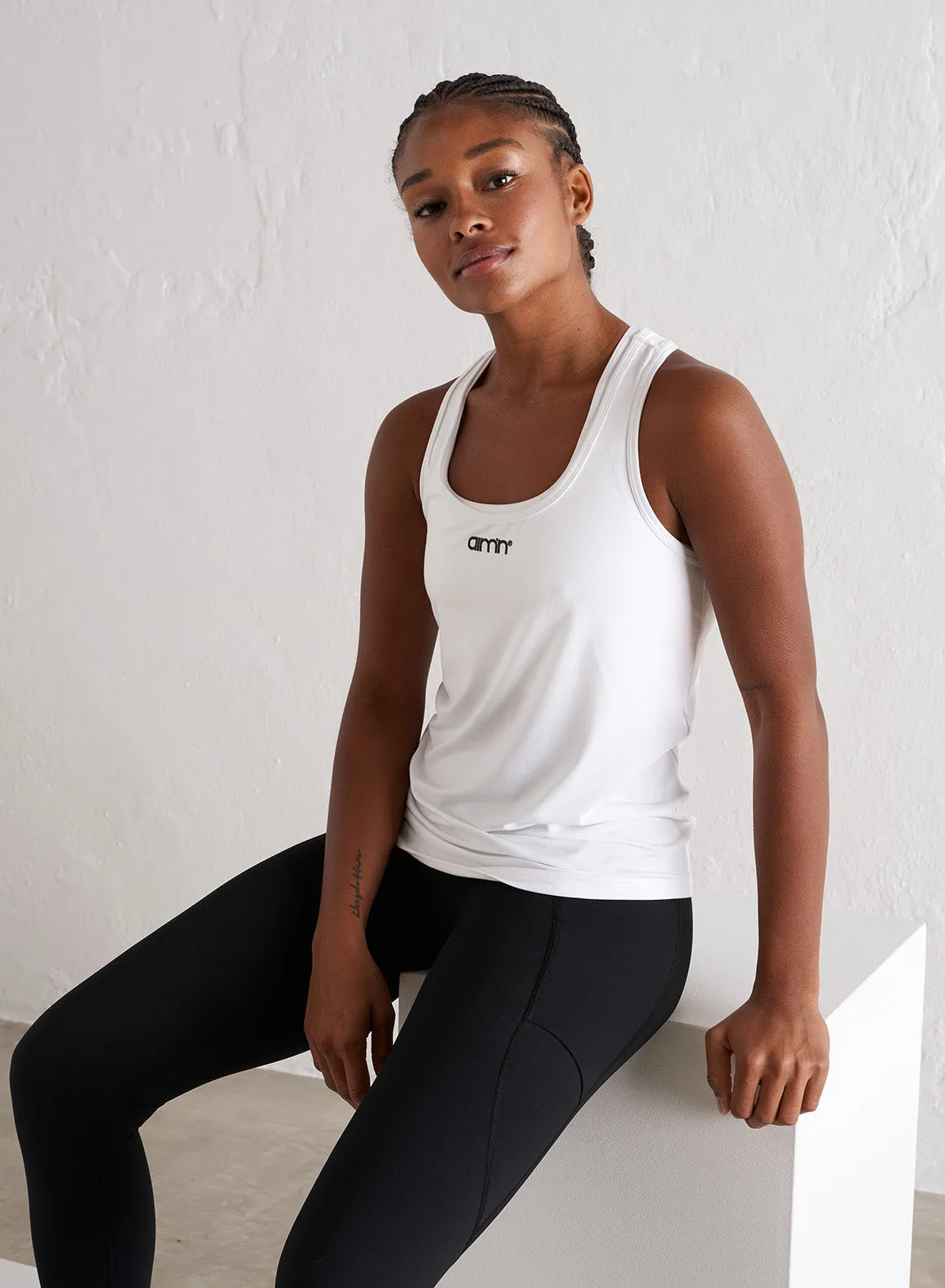 White Soft Basic Racerback Tank sold by Aimn