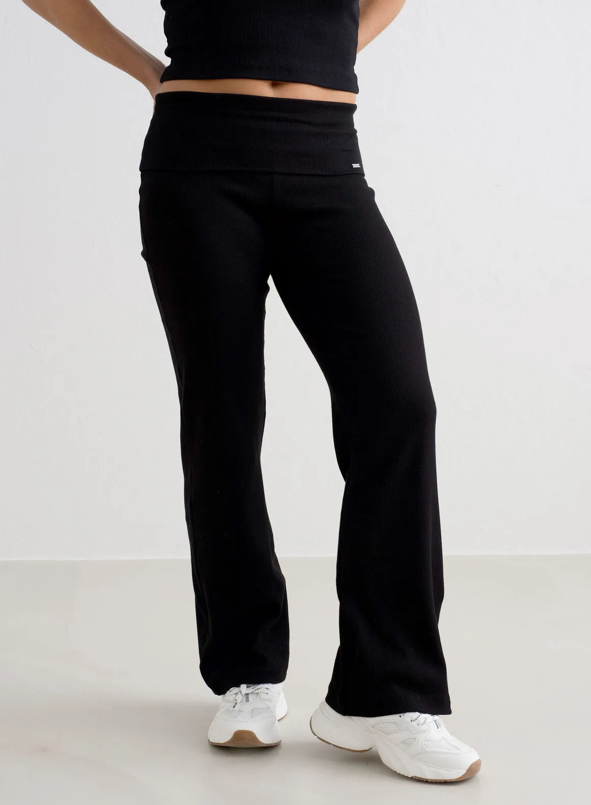 Black Ease Ribbed Petite Pants sold by Aimn