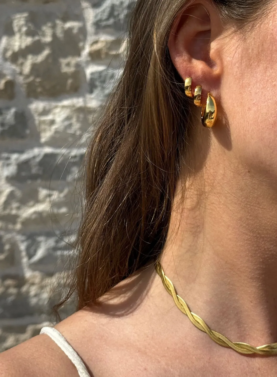 Gold Waterproof Drop Hoop Earrings sold by Aimn product image thumbnail 2