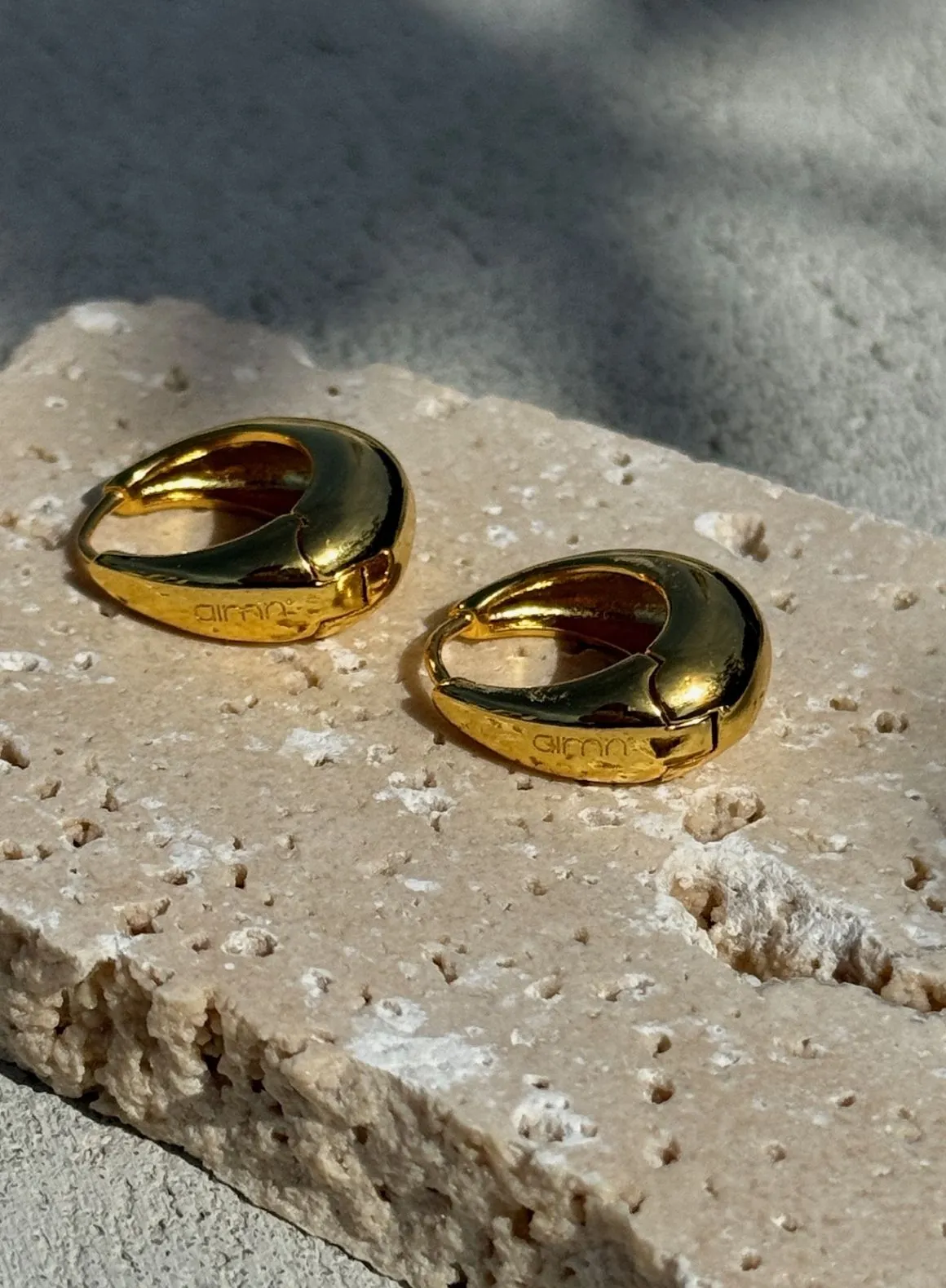 Gold Waterproof Drop Hoop Earrings sold by Aimn