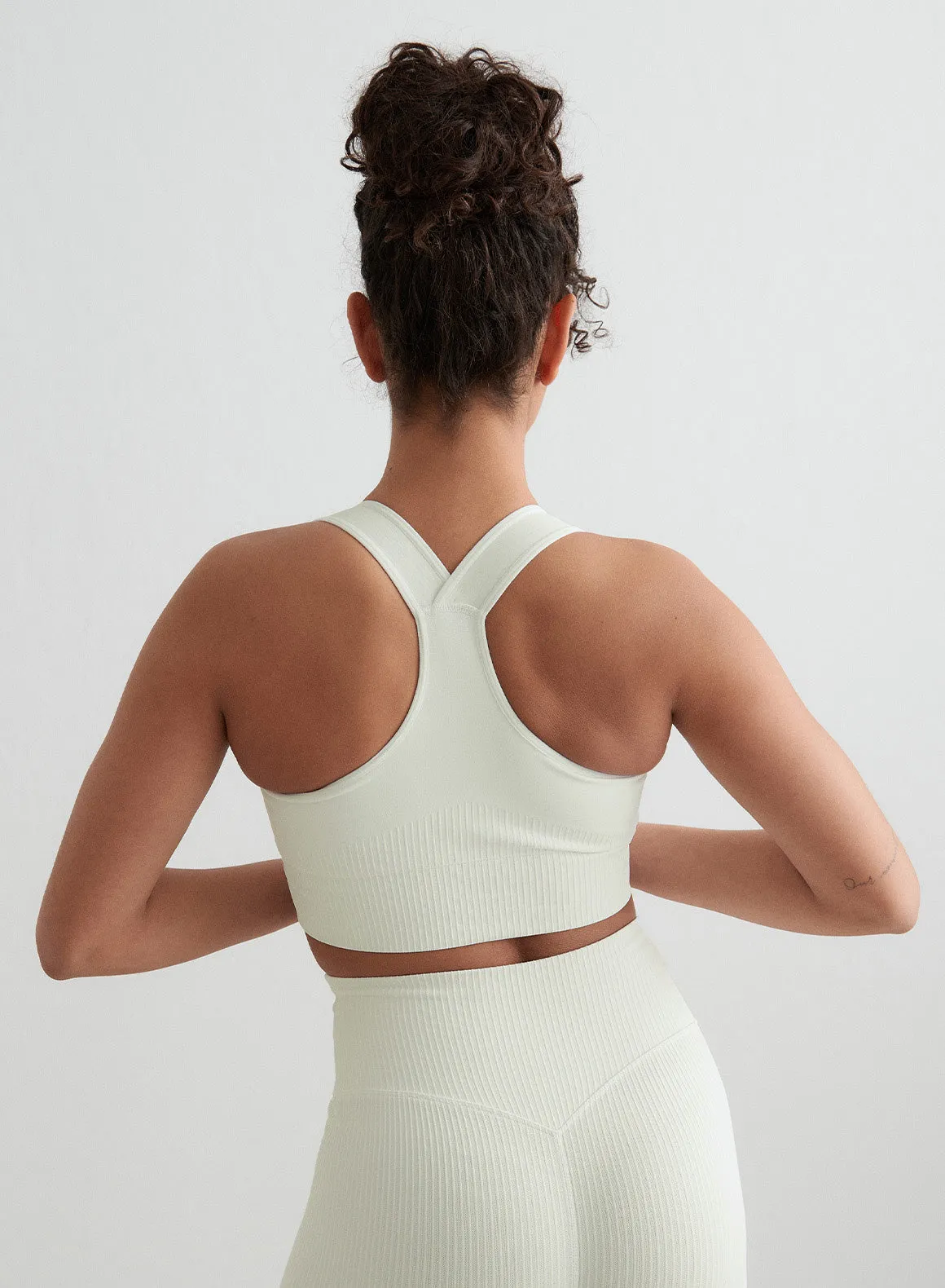 Off-White Ribbed Seamless High Support Bra sold by Aimn product image thumbnail 2