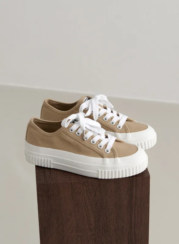 Beige Cotton Canvas Sneakers sold by Aimn