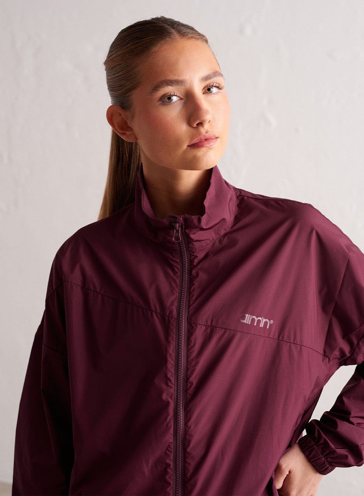 Bordeaux Balance Windbreaker Jacket sold by Aimn