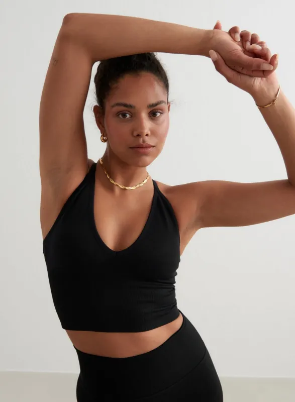 Black Shape Seamless Cross Back Bralette sold by Aimn