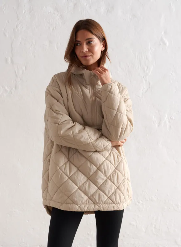Café Au Lait Oversized Quilted Anorak sold by Aimn