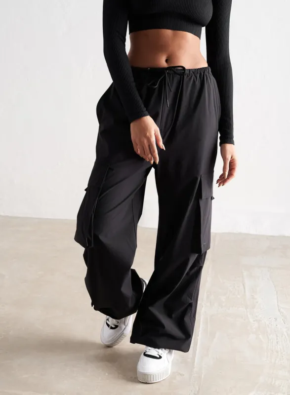 Black Windbreaker Parachute Pants sold by Aimn